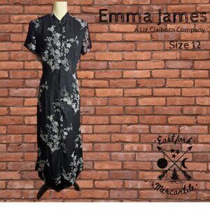 Emma James Mandrin Collared Front Button "Blossom" Floral Dress, Ladies 12